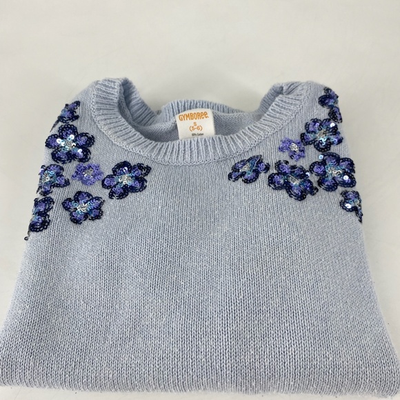 Gymboree Winter Blossom Blue Sequin Sweater Size 5/6 Embroidered - Picture 3 of 7